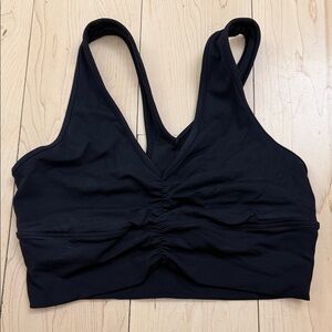 ALO Yoga Black Ruched Sports Bra